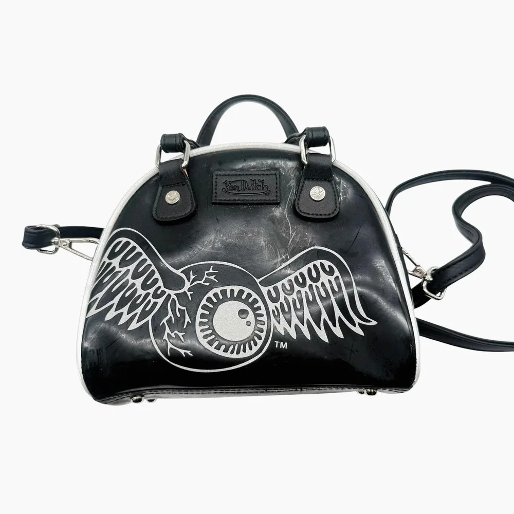 Von Dutch Black Patent Mini Satchel with Silver Logo - Picture 5 of 8